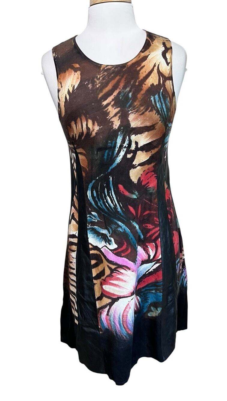 ADORE KNITWARE Black ABSTRACT Sleeveless Dress Punk Goth Boutique Women's M NWT